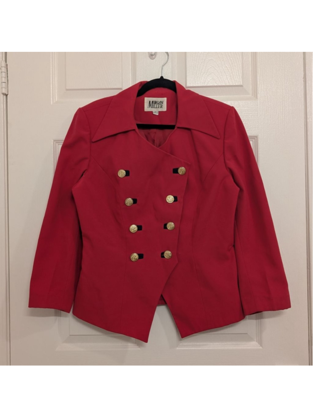 Vintage Morgan Miller Red Gold Button Military Style Blazer Jacket Size 10